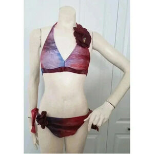 LUCKY BRAND swimsuit bikini with removable flowers SMALL